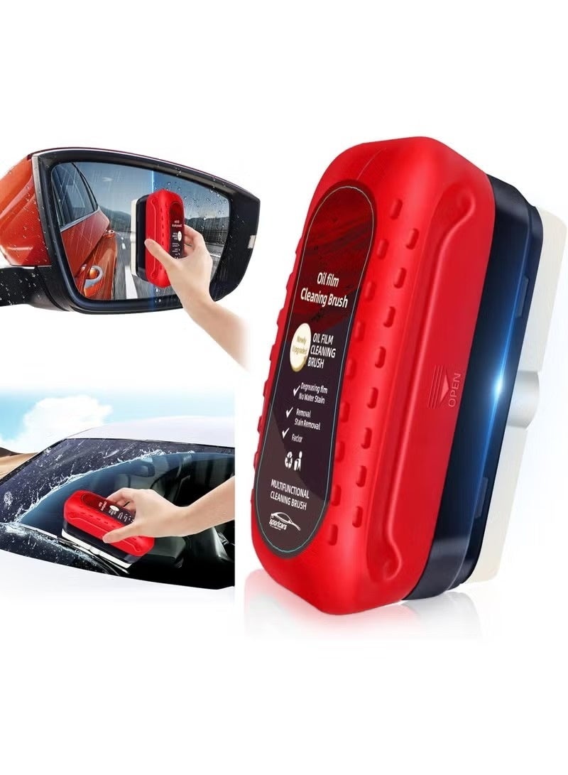 فرشاة تنظيف زجاج السيارة متعددة الوظائف لإزالة طبقة الزيت والبخار - ماسحة قوية لمرآة السيارة والزجاج الأمامي والخلفي - قدرة عالية على إزالة البقع والشحوم وتحسين الرؤية - تصميم مريح وسهل الاستخدام أثناء القيادة (3 قطعة ) - Image 1